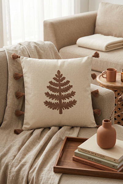 Destiva Home Buldan Handmade Tree Patterned Punch Embroidered Tasseled Hidden...