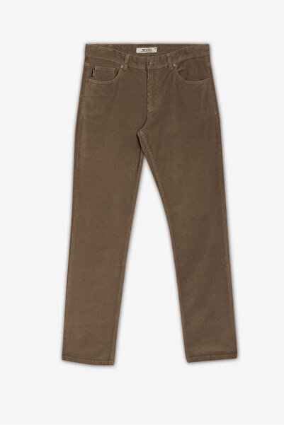 muzzo jeans Pamučne pantalone regularnog kroja tamnobež boje