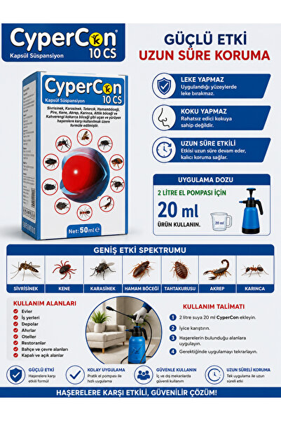 Kulsan İlaç Cypercon 10 Cs 50 ml Kapsül Süspansiyon Haşere Öldürücü| Sivrisin...