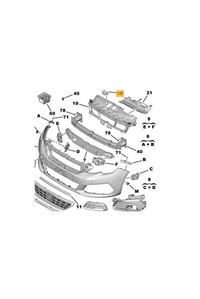 RapidAuto Ornament fixare superioara panou Fata Peugeot 308, 10.2017-09.2021,...