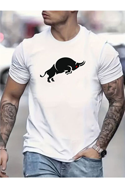 COZYWEAR Black Bull Printed White Men's T-Shirt