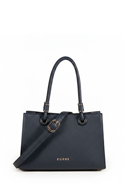 Zühre Textured Navy Blue Bag with Buckle Detail 0066