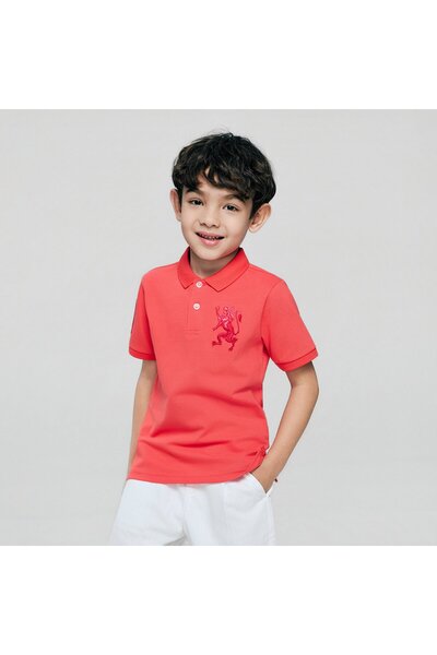 Giordano Junior's Slim Fit Lion Embroidered Cotton Polo