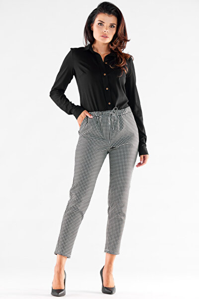 Awama Pantaloni dama, Awama, Poliester, Alb/Negru, M