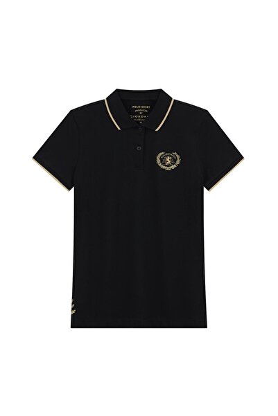 Giordano Women's Short Sleeve Classic Slim Fit Embroidered Polo Shirt