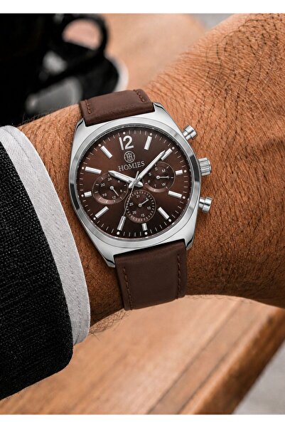 Homies Men's Brown Leather Cord Brown Dial Function Wristwatch 2 Years Warranty