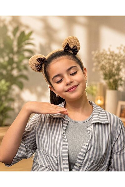 MD Moda Accessories تاج مزين بفيونكة على شكل أذني دببة