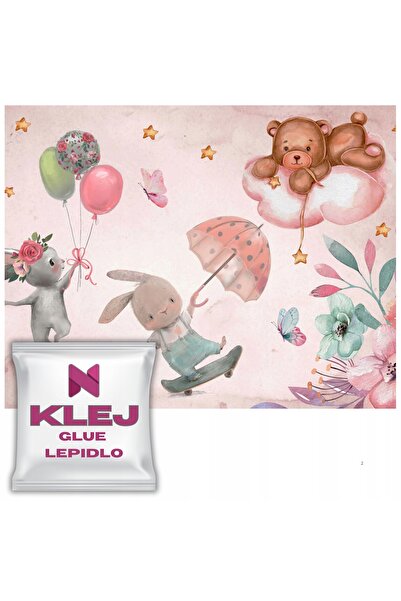 Naklejkomania Fototapet Pastel Pentru Camera Unei Fete, Roz - Animale Vesele,...