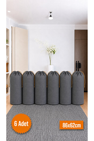Balkan Room 6 Pieces Anthracite Drawstring Storage Bag Xlarge 86X62 cm - Movi...