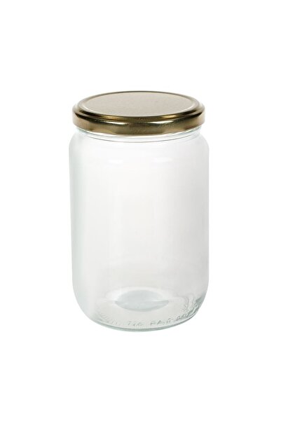 OEM Borcan de depozitare din sticlă, cu capac metalic auriu, 660 ml, practic ...