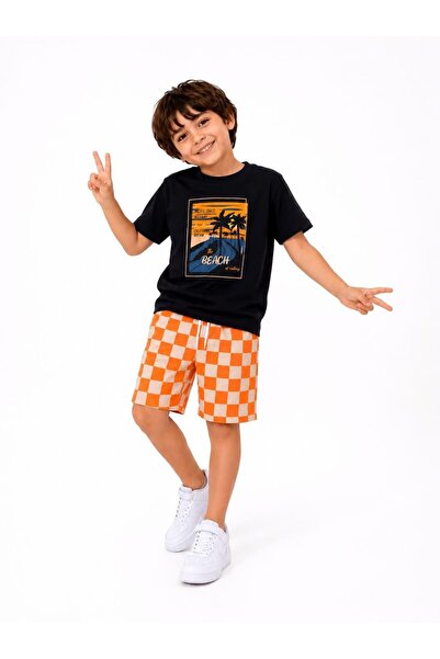 Patriko SET DE VARĂ PENTRU BĂIEȚI, TRICOU CU DETALII PALMĂ RETRO, PANTALONI S...