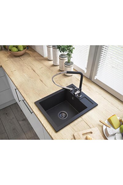 Granitan Pachet Chiuveta Best + Baterie Linea, granit, 400x500x182mm, Negru