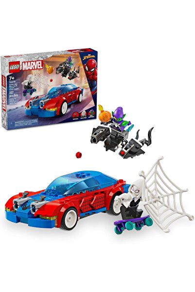 LEGO Marvel Spider-Man Race Car & Venom Green Goblin Building Toy with Ghost-...