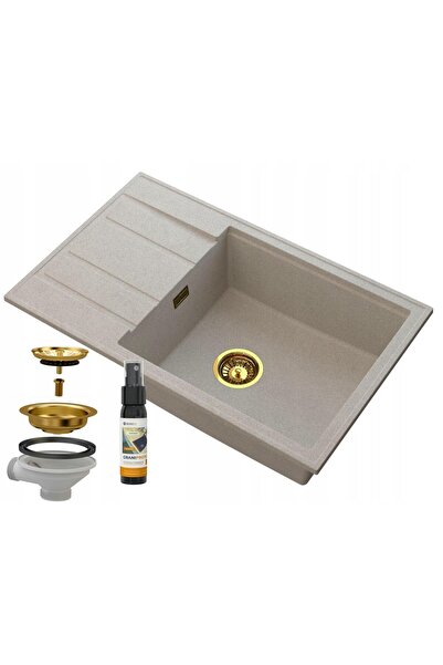Granitan Set chiuveta cu sifon, solutie intretinere, Granitan, Granit, Auriu/Bej