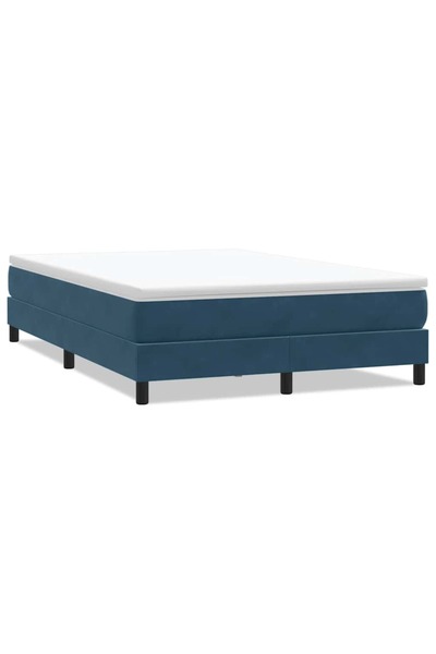 vidaxl Pat cu arcuri fără saltea Albastru închis 140x220 cm catifea