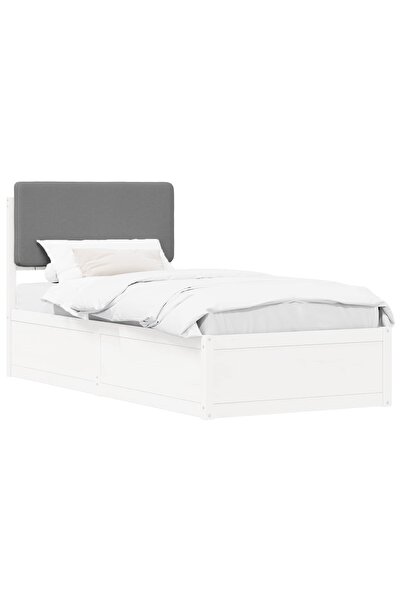 vidaxl Cadru de pat cu tăblie tapițată Gri deschis 90 x 200 cm
