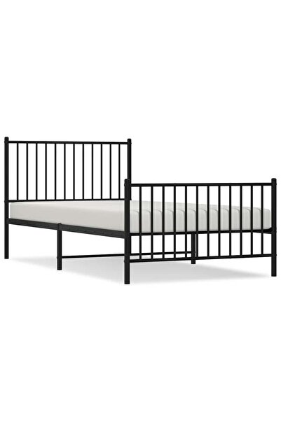 vidaxl Cadru pat metalic cu tăblii de cap/picioare, negru, 100x200 cm