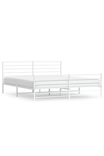 vidaxl Cadru de pat metalic cu tăblie de cap/picioare, alb, 183x213 cm