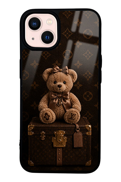 Spoyi iPhone 13 Luxury Brown Teddy Tasarımlı Glossy Telefon Kılıfı