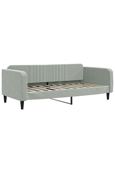 vidaxl Cadru de pat, gri deschis, 90x190 cm, catifea