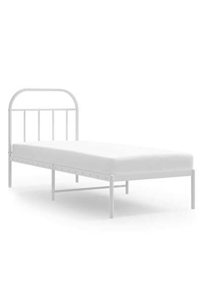 vidaxl Cadru de pat metalic fără saltea, cu tăblie, alb, 75x190 cm