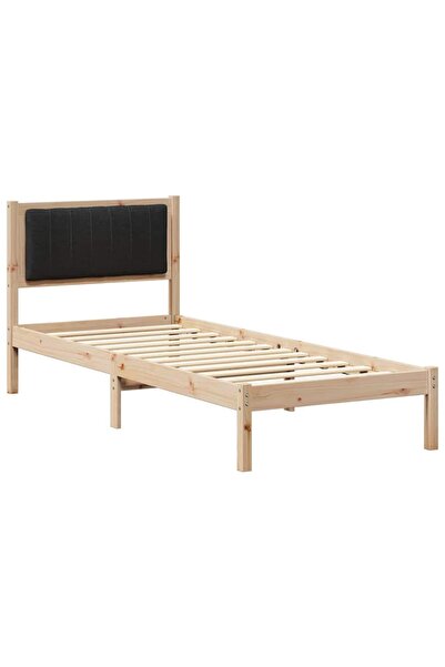 vidaxl Cadru de pat cu tăblie tapițată cu headboard Negru 75 x 190 cm