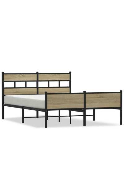 vidaxl Cadru pat fără saltea, stejar sonoma 137x190 cm lemn prelucrat