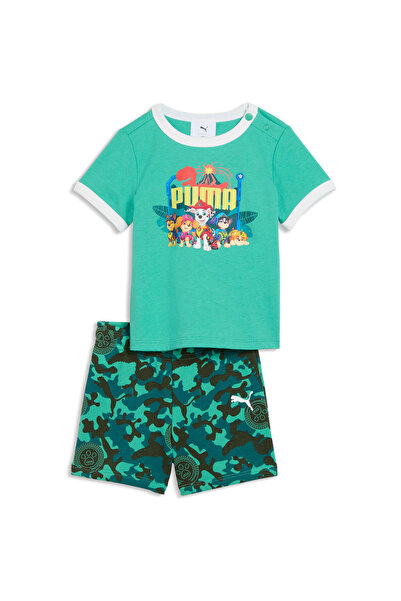 Puma Bodysuit X Paw Patrol Minicats Tee And Short, Green, Kids