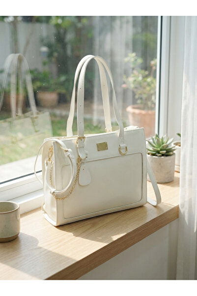 Finelook Elegant Transparent Panel Tote Bag for Women – Structured Shoulder H...