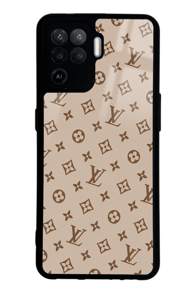 Spoyi Oppo Reno 5 Lite Dark Cream Lv Design Glossy Phone Case