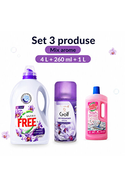 FREE Set 3 Produse pentru Rufe, Ultra Orhidee 4 L, Golf Spray Aqua Orchid 260...