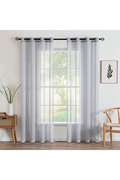 MIULEE Perdele Voal, MIULEE, Aspect , Poliester, 290 x 140 cm, Set 2 Bucati, Gri