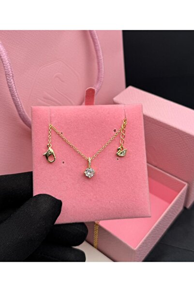 Generic Elegant Gold Necklace with Brilliant Diamond Zirconia and Luxurious P...