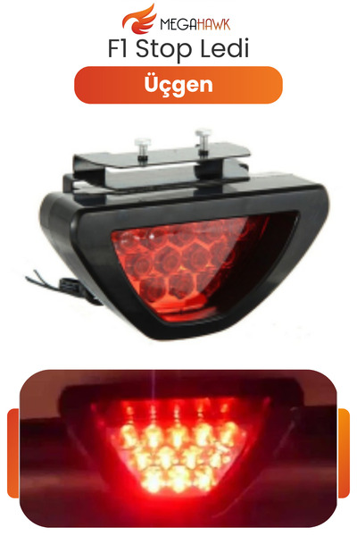 MEGAHAWK F1 Üçgen LED Stop Lambası Universal Arka Sis Fren Lambası Difüzör St...