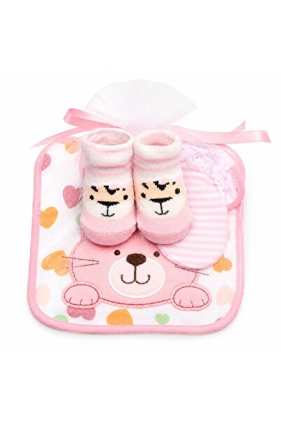 Warehouse Newborn Baby Gift Set Baby Bibs and Baby Hat in Luxury Tulle Bag