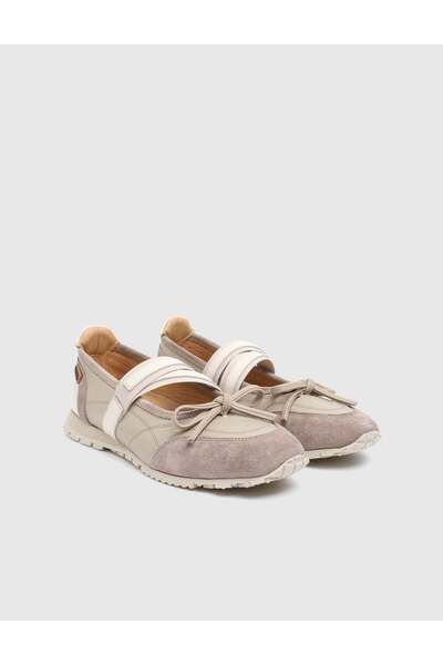 İLVİ Suen Genuine Suede Leather Beige Women's Sports Shoes