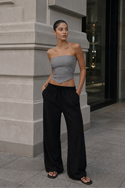 OVERMAX Black Elastic Waist Wide Leg Pants |   Summer's Favorite