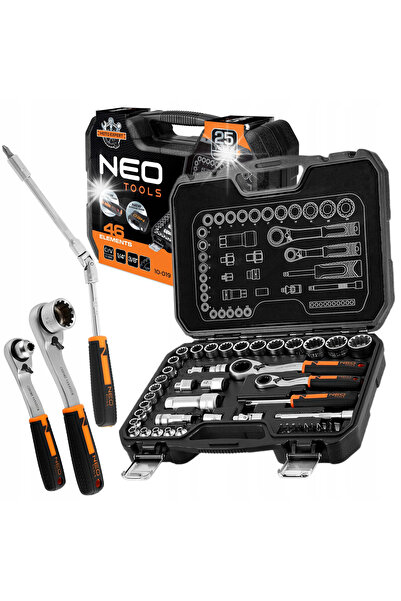 NEO Tools Set de chei tubulare 1/4' 3/8', 46 piese. 10-019 NEO