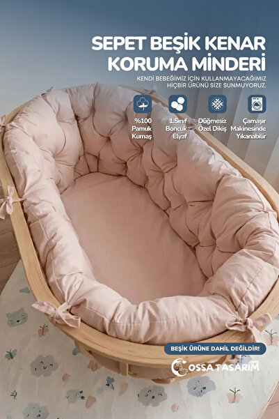 yasetex tasarım 100% Cotton Fabric Basket Edge Protection Cushion for Crib