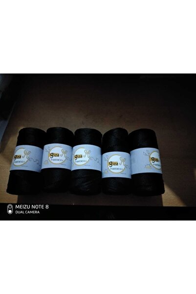 GİZA Makrume Rope Bag Rope 5 Pieces Black (Weight 200 Gr)