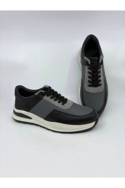 Papuccu Black Gray Men's Leather Shoes