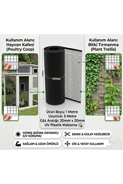 BGA 1*5metre pvc Plastik Bahçe Çiti, Kedi Koruma ve Kümes plastik Teli pvc pl...