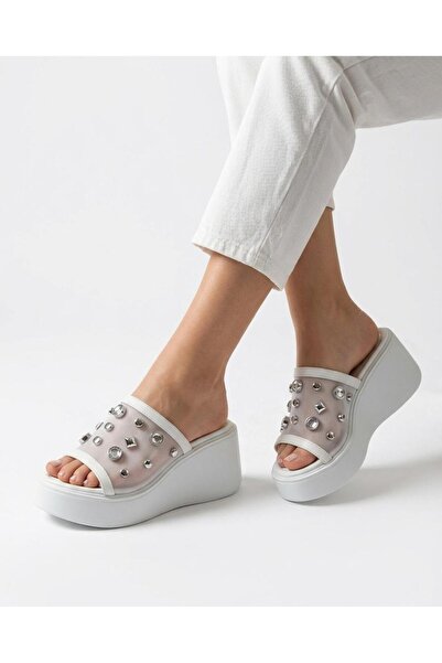 LEYDİ SHOES KCL-06 Дамски чехли, украсени с камъни