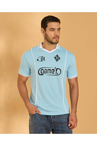 REDTAG Men Blue Sports Interlock Polo T-shirt