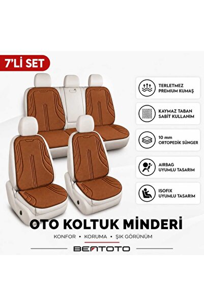 BENTOTO Car Seat Cushion Set of 7 Anti-Sweat Fabric Non-Slip Base Airbag and ...