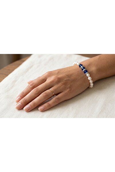 robel Ocean Pearl Elegance Bracelet – Timeless Freshwater Pearls & Blue Cryst...