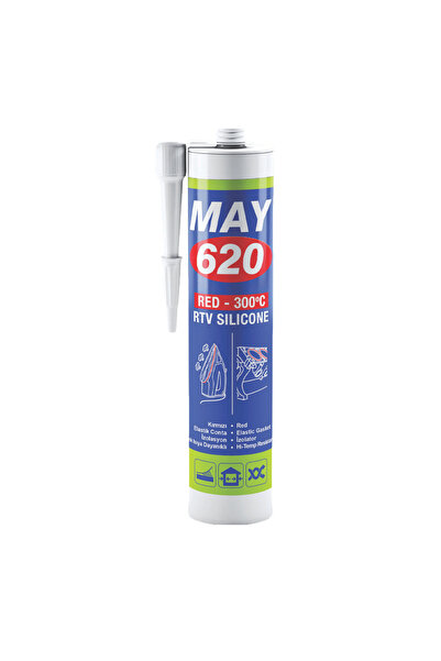 May 620 Kırmızı Yüksek Isı Silikonu Isıya Dayanıklı Conta Silikonu 1 Adet 310 ml