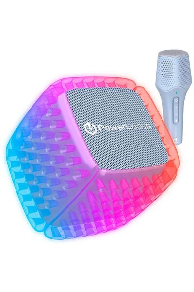 PowerLocus Set difuzor Bluetooth, cu microfon karaoke, impermeabil, 5W, 8 ore...