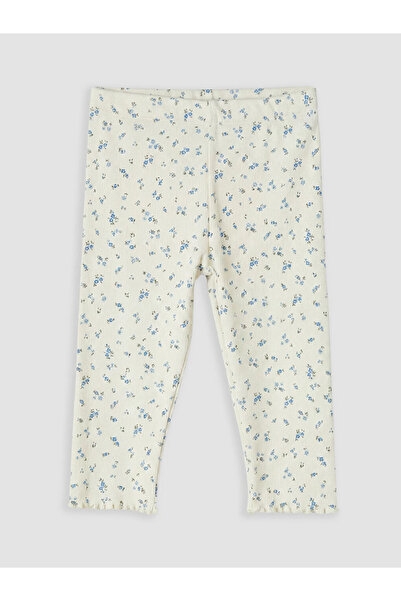 LC Waikiki Ecru Floral Patterned Girls' Tights