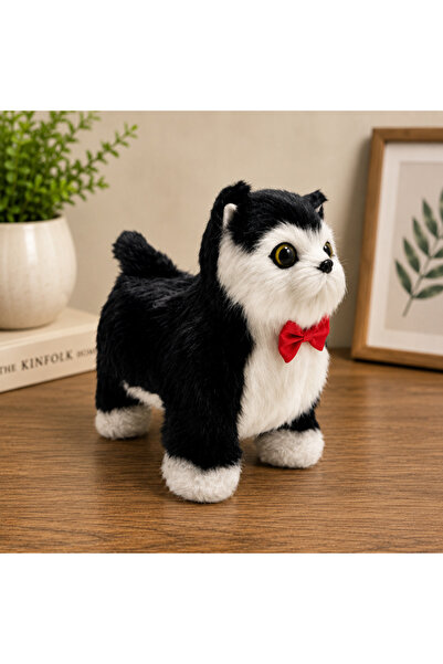 hediyeconcepti Sound and Motion Walking Plush Cat Toy Cute Plush Cat with Red...